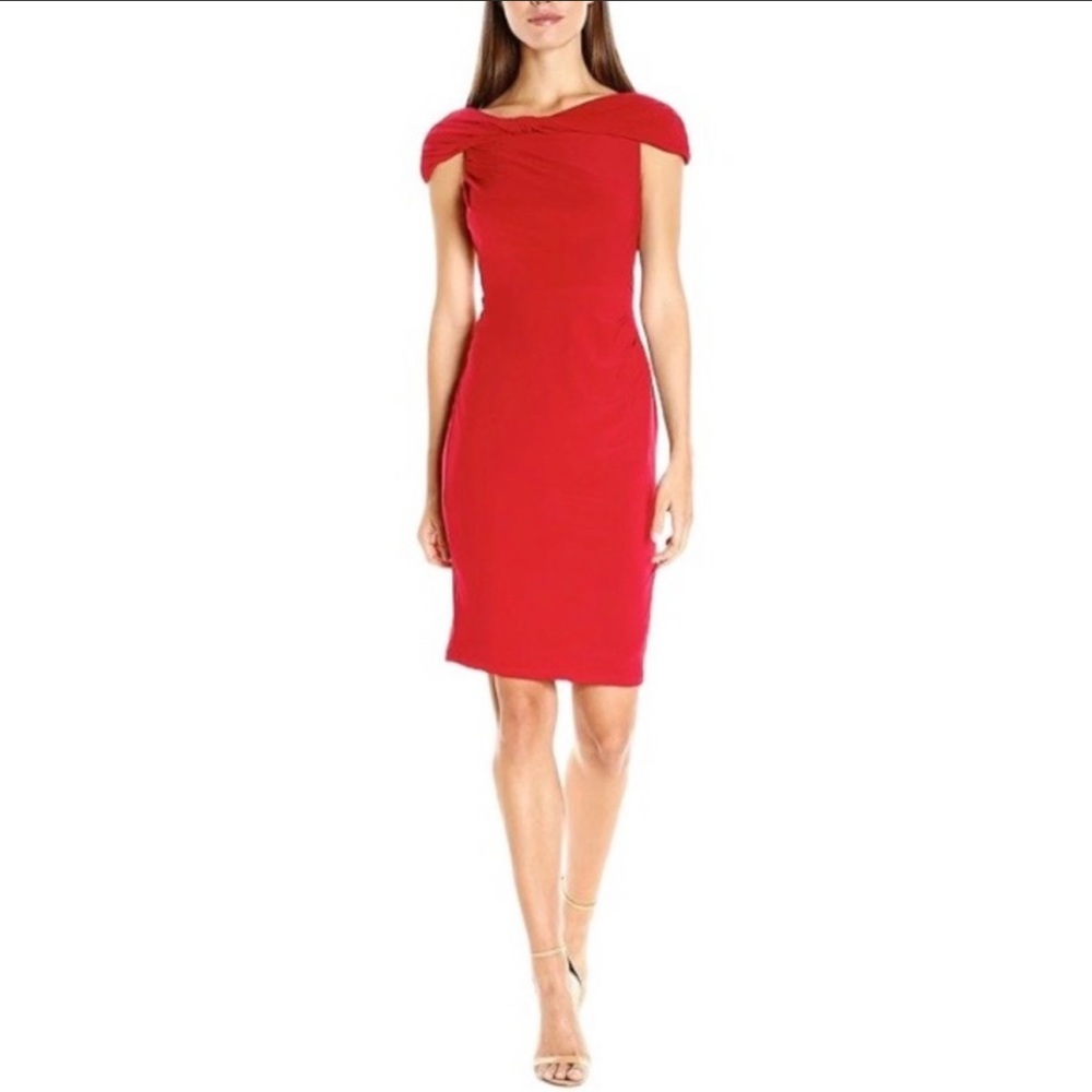 Adrianna Papell Off the Shoulder Sheath Dress
